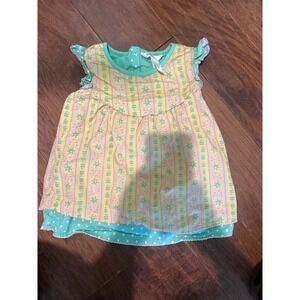 Matilda Jane Girls 6 Yellow Pink Floral Ruffle shirt top Mint Polka Dot Bottom